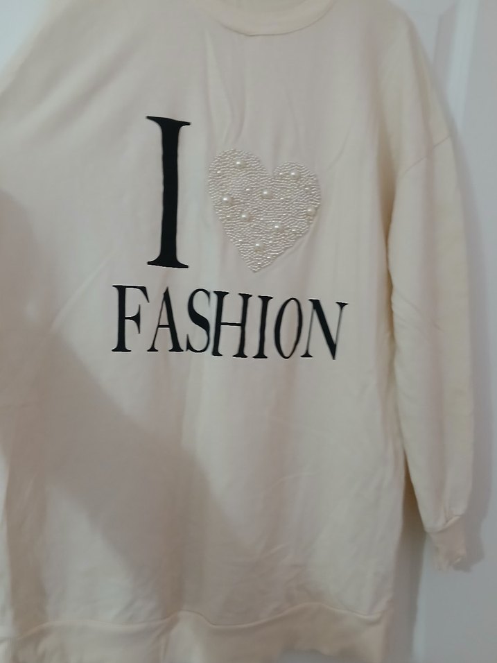 Kadın Beyaz Uzun Kollu Payetli Sweatshirt - Görsel 2