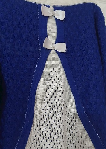 Mavi Örgü Kadın Kazak, Uzun Kollu, Salaş - Görsel 4