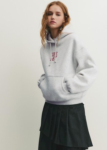 Pull bear The Met Kapüşonlu Gri Sweatshirt mango zara hm kazak - Görsel 3