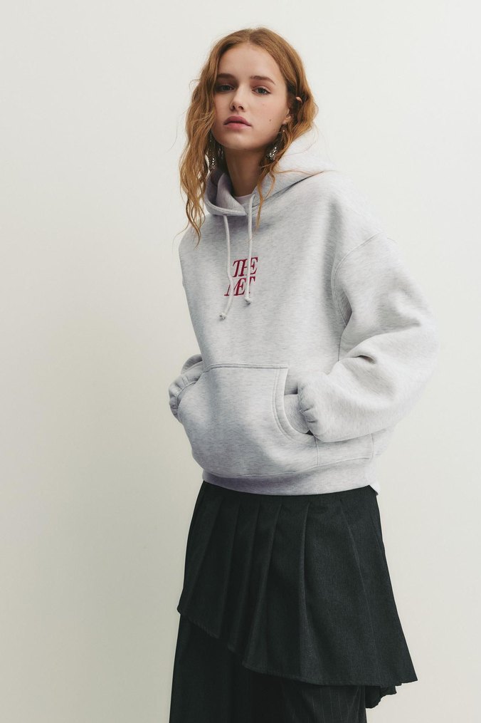 Pull bear The Met Kapüşonlu Gri Sweatshirt mango zara hm kazak - Görsel 3