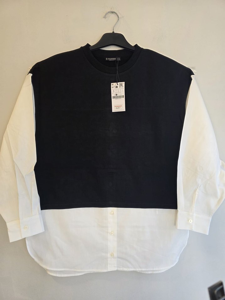 Stradivarius Siyah Kadın Salaş Sweatshirt gömlek süveter - Görsel 2