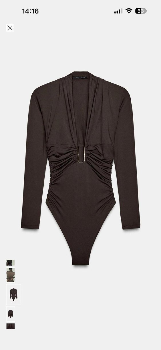 zara Drapeli Kahverengi Kadın Body - Görsel 2