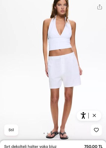 Pull and Bear pull and bear Beyaz V Yaka Strappy Mini Büstiyer crop top