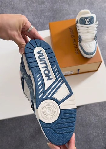 Louis Vuitton Erkek Beyaz Denim Spor Ayakkabı - Görsel 7