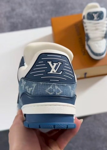 Louis Vuitton Erkek Beyaz Denim Spor Ayakkabı - Görsel 6