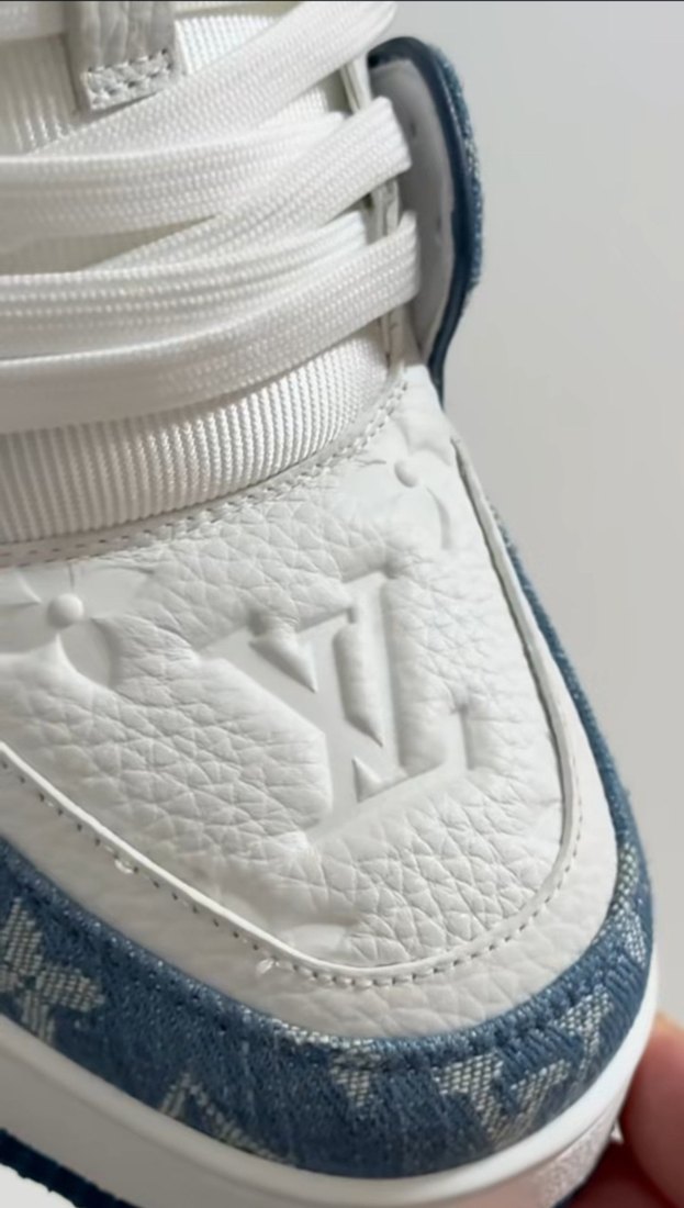 Louis Vuitton Erkek Beyaz Denim Spor Ayakkabı - Görsel 2