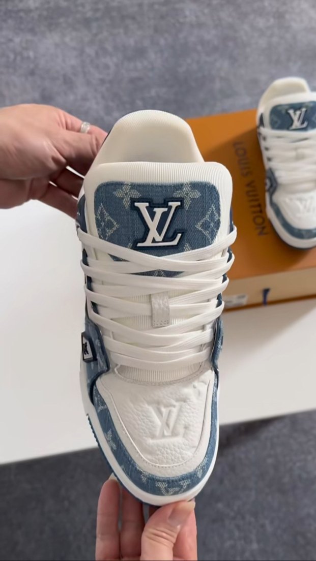 Louis Vuitton Erkek Beyaz Denim Spor Ayakkabı - Görsel 5