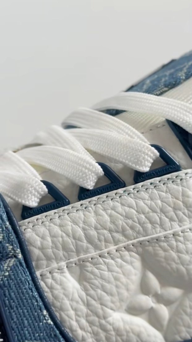 Louis Vuitton Erkek Beyaz Denim Spor Ayakkabı - Görsel 4