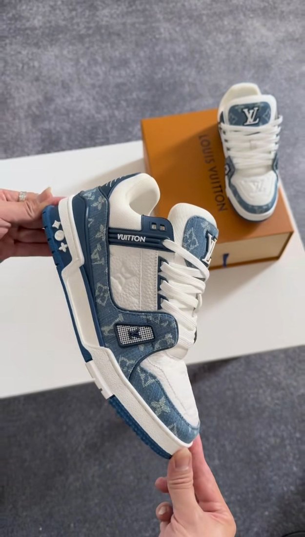 Louis Vuitton Erkek Beyaz Denim Spor Ayakkabı - Görsel 3