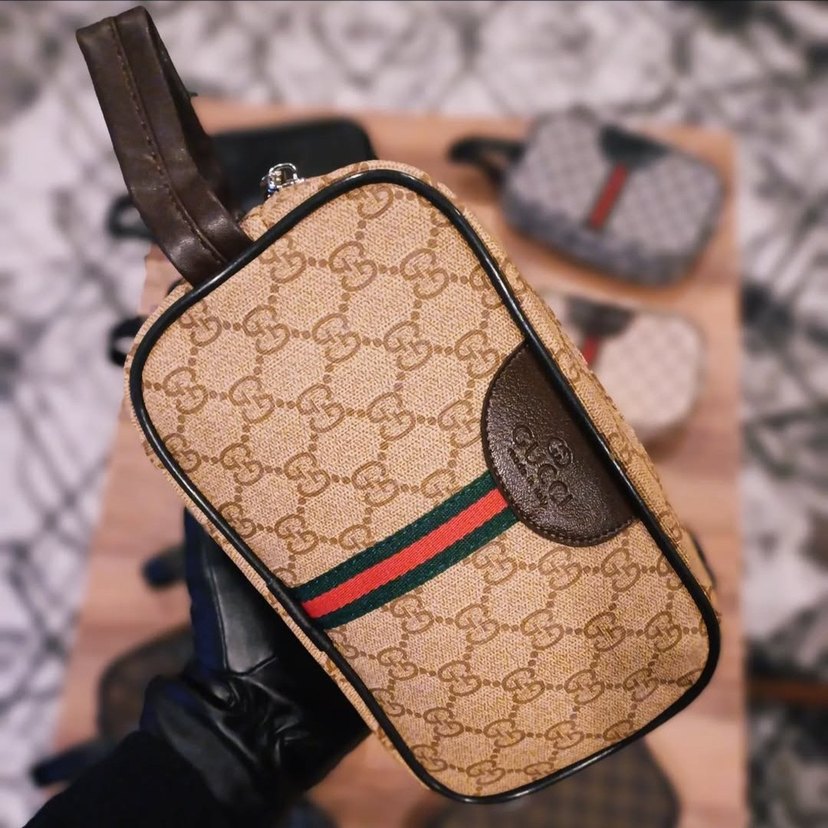 Kahverengi Desenli Gucci Erkek El Çantası - Görsel 2