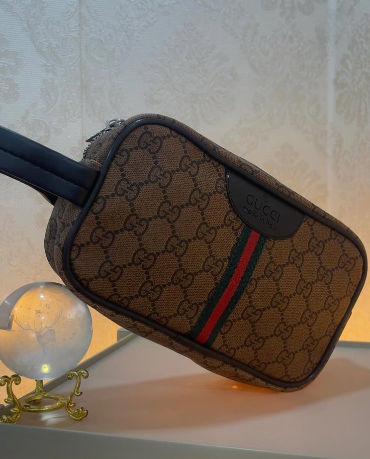 Kahverengi Desenli Gucci Erkek El Çantası - Görsel 4