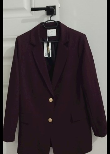 Bordo Süet Düğmeli Kadın Blazer Ceket