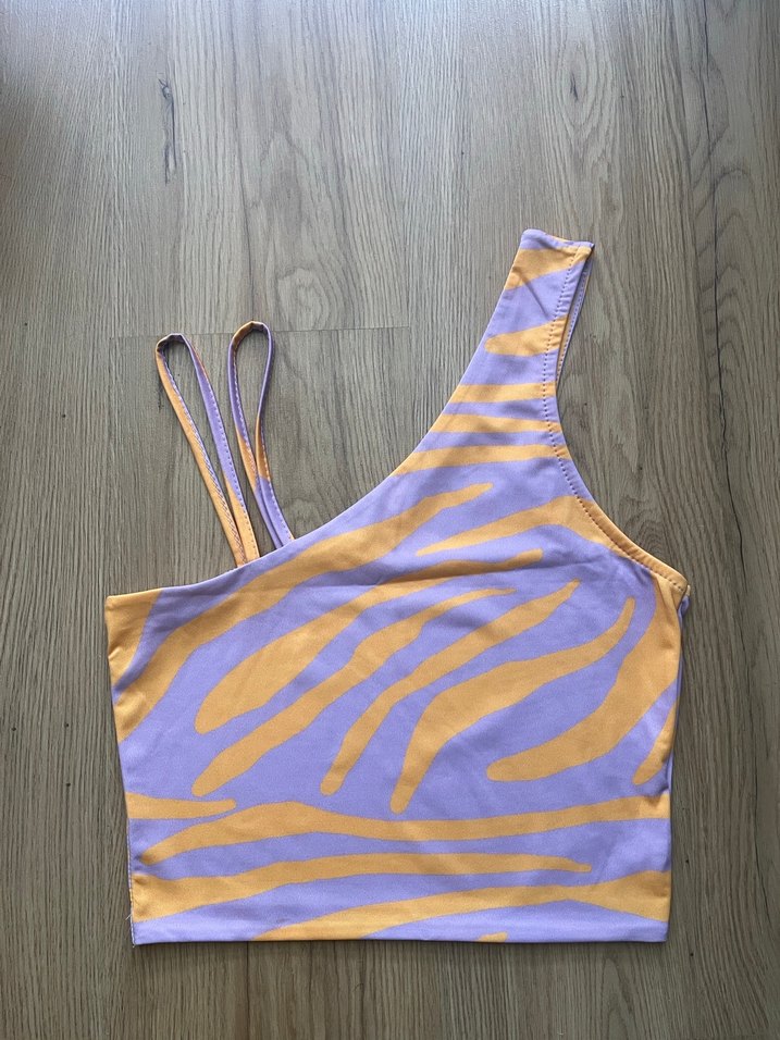 Mor-Turuncu Asimetrik Askılı Mini Atlet - Görsel 2