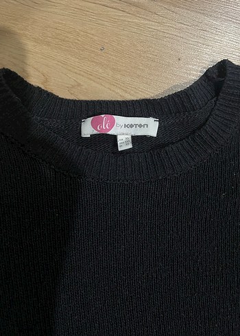 Siyah Kadın Salaş Bisiklet Yaka Kazak - Görsel 2