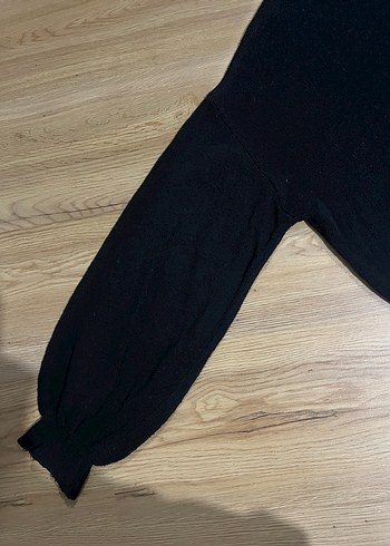 Siyah Kadın Salaş Bisiklet Yaka Kazak - Görsel 3