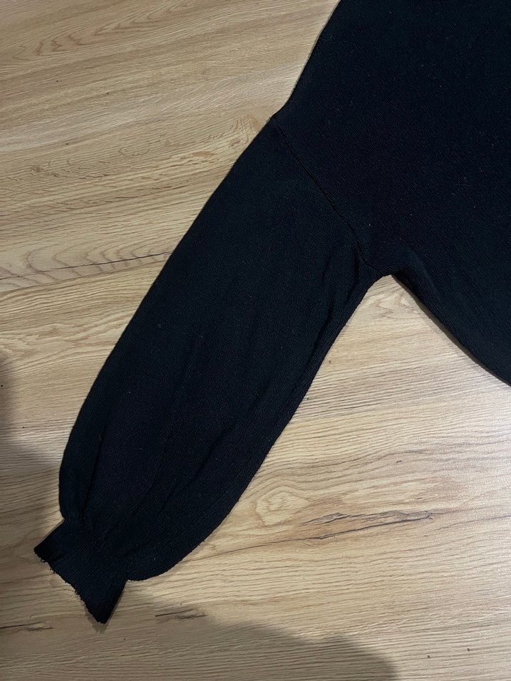 Siyah Kadın Salaş Bisiklet Yaka Kazak - Görsel 3