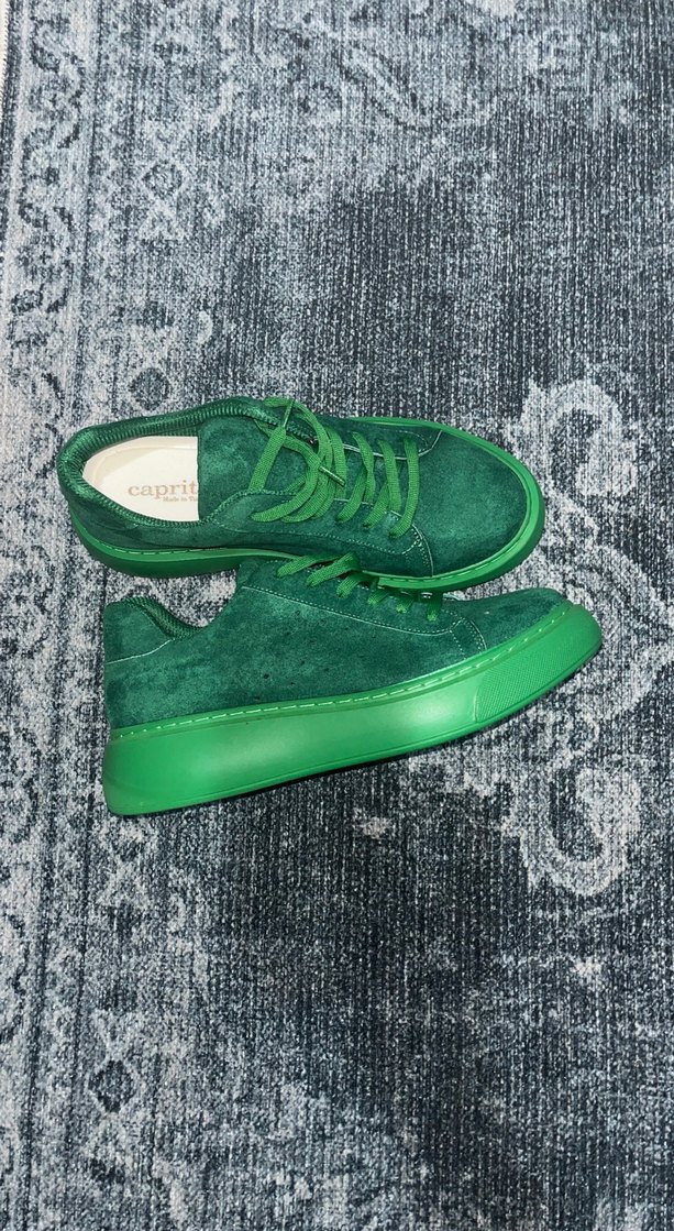 Yeşil Süet Kadın Spor Ayakkabı - Görsel 2