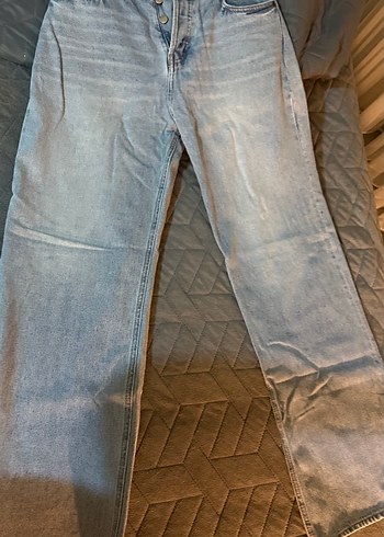 H&M Kot Düğmeli Salaş Midi Denim Kadın Jean