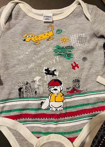 Uzun Kollu Gri Baskılı Bebek Body - Görsel 3