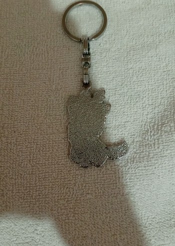 Hello Kitty Gri Zincir Detaylı Beyaz Kedi Anahtarlık