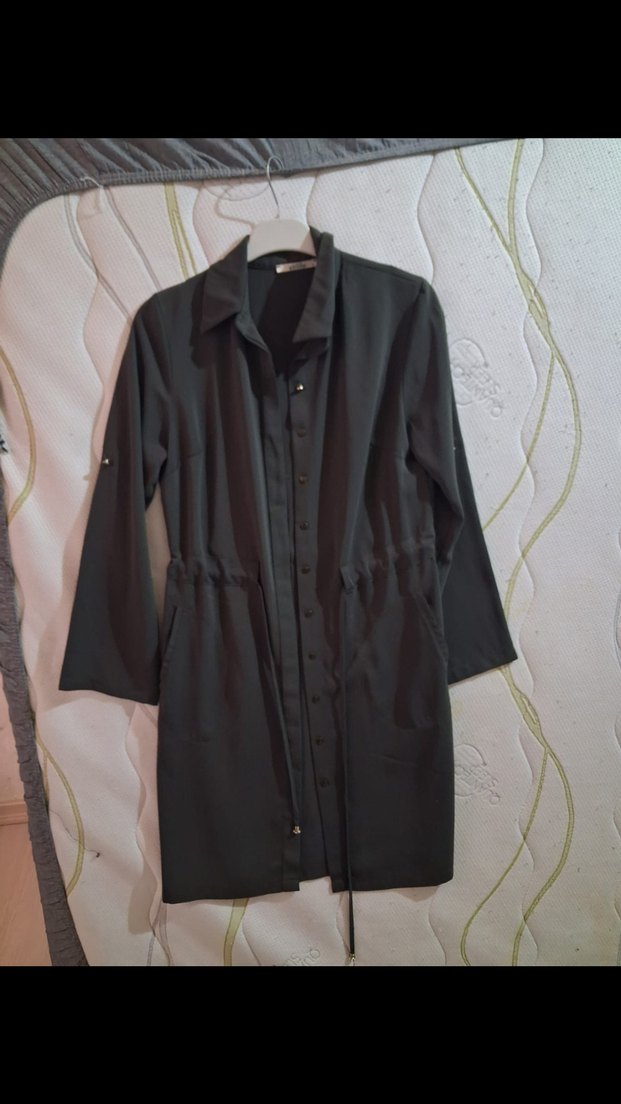 Kadın Siyah Uzun Düğmeli gömlek - Görsel 2