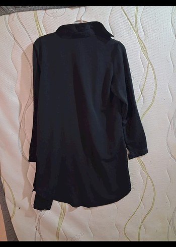 Uzun Siyah Kadın gömlek - Görsel 2