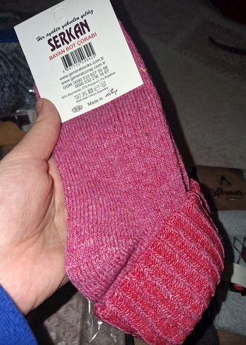 Kızlar için Örgü Pembe Yün çorap 3 tanesi 100 tl 1 adet 33 tl - Görsel 2