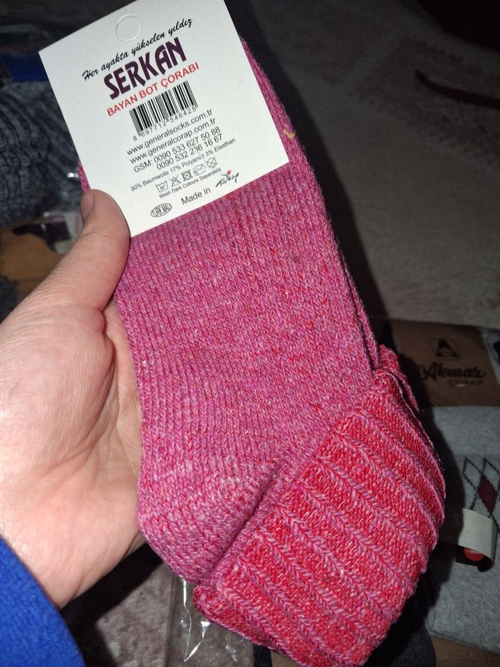Kızlar için Örgü Pembe Yün çorap 3 tanesi 100 tl 1 adet 33 tl - Görsel 2