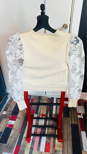 xl Beden beyaz Renk Zara tül detaylı crop bluz