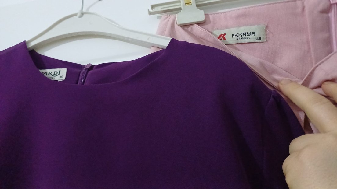 Düğmeli Pudra Uzun Etek takım - Görsel 2