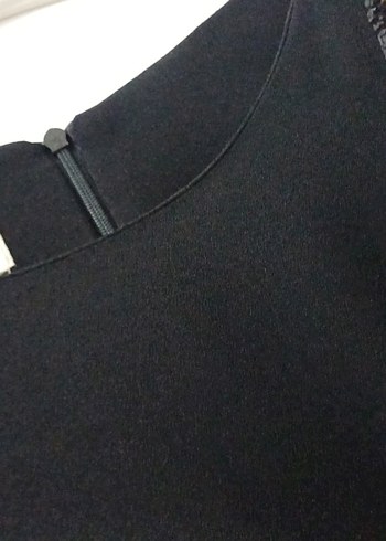 Siyah Nakışlı Uzun Kollu Kadın Elbise - Görsel 2