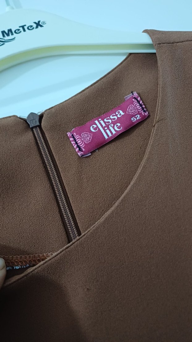 Drapeli Uzun Kollu Kahverengi Kadın Tunik - Görsel 2