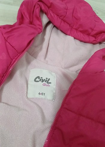 Kız Çocuk Pembe Kapüşonlu Şişme Mont - Görsel 4