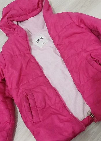 Kız Çocuk Pembe Kapüşonlu Şişme Mont - Görsel 3