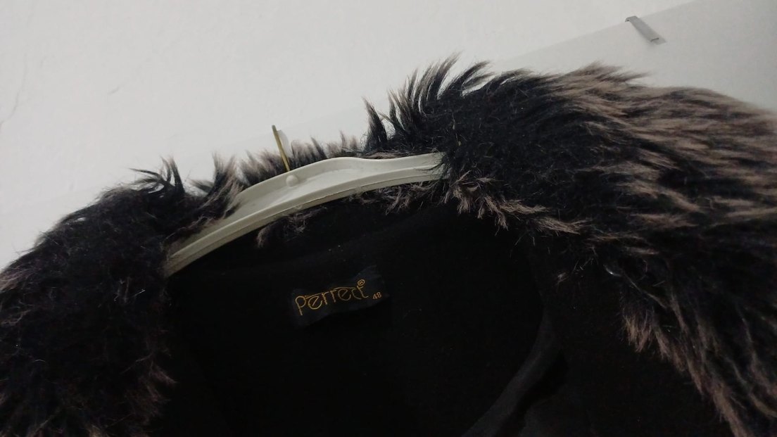 Gri Uzun Kadın Kaban, Kürklü Yaka, Bol Kesim - Görsel 2