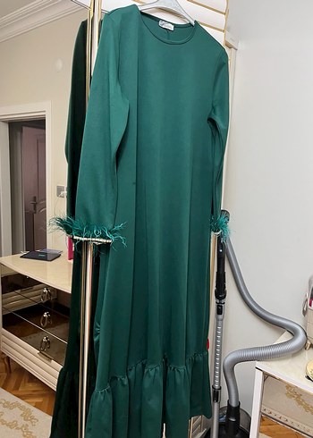 Yeşil Püsküllü Uzun Kollu Salaş Elbise - Görsel 2