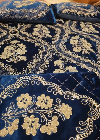 Maraş İşi Sırma İpek Kadife Yatak Örtüsü Seti - Görsel 3