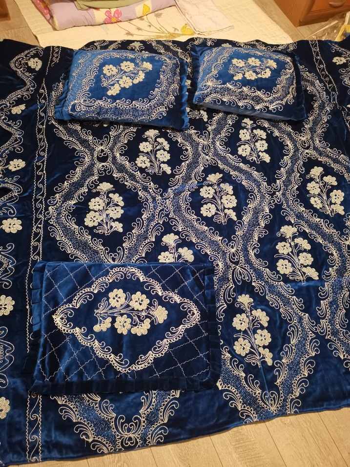 Maraş İşi Sırma İpek Kadife Yatak Örtüsü Seti - Görsel 2