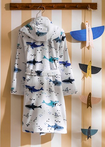 2-10 yaş köpekbalığı çocuk bornoz Desenli - Görsel 2