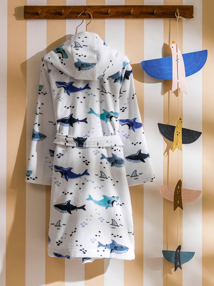 2-10 yaş köpekbalığı çocuk bornoz Desenli - Görsel 2