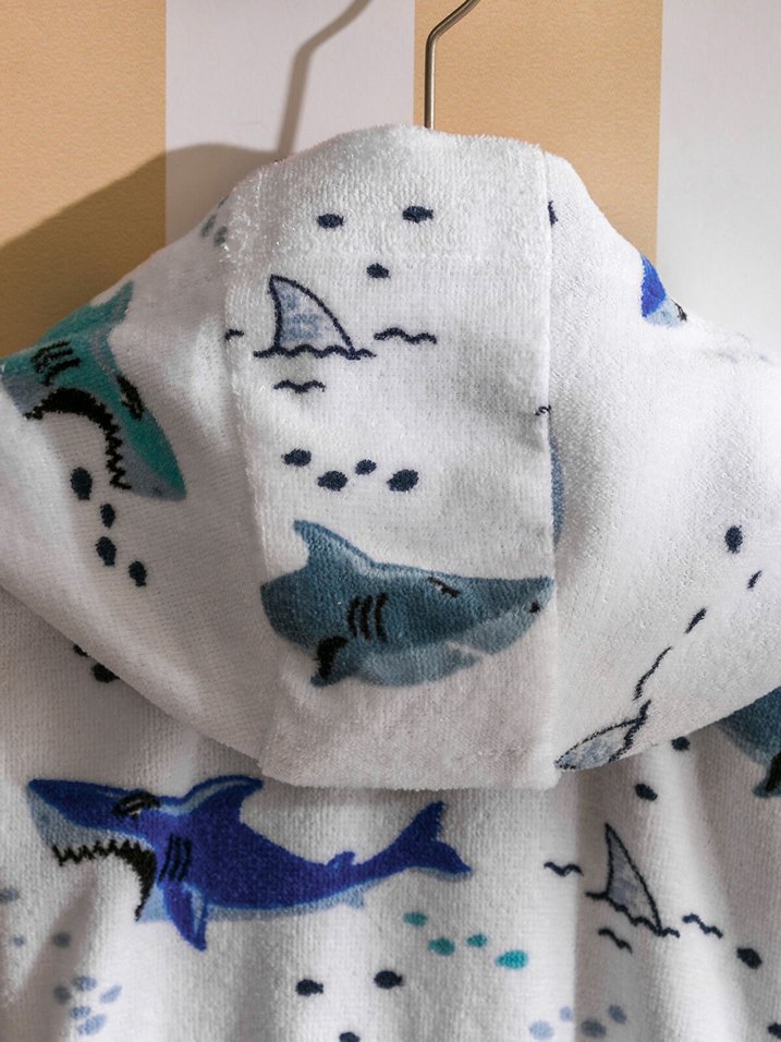 2-10 yaş köpekbalığı çocuk bornoz Desenli - Görsel 4