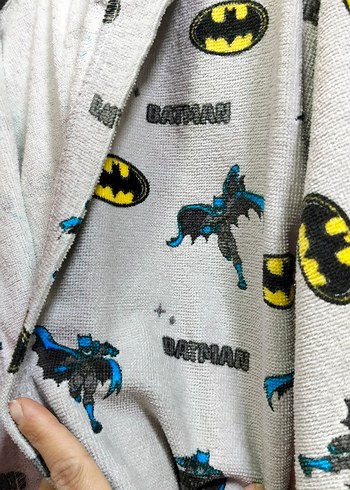 Gri Baskılı Batman Erkek Çocuk Bornoz - Görsel 4