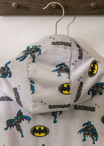 Gri Baskılı Batman Erkek Çocuk Bornoz - Görsel 6