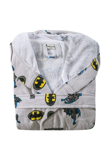 Gri Baskılı Batman Erkek Çocuk Bornoz - Görsel 7