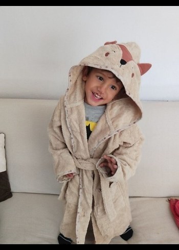 tilki Desenli Çocuk Bornozu - Görsel 3