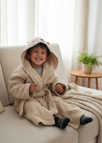 tilki Desenli Çocuk Bornozu - Görsel 2