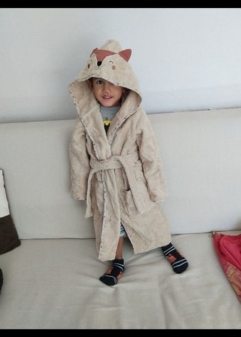 tilki Desenli Çocuk Bornozu - Görsel 5