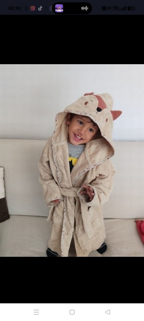 tilki Desenli Çocuk Bornozu - Görsel 3