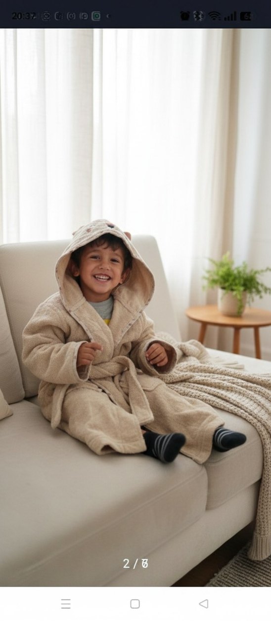 tilki Desenli Çocuk Bornozu - Görsel 2