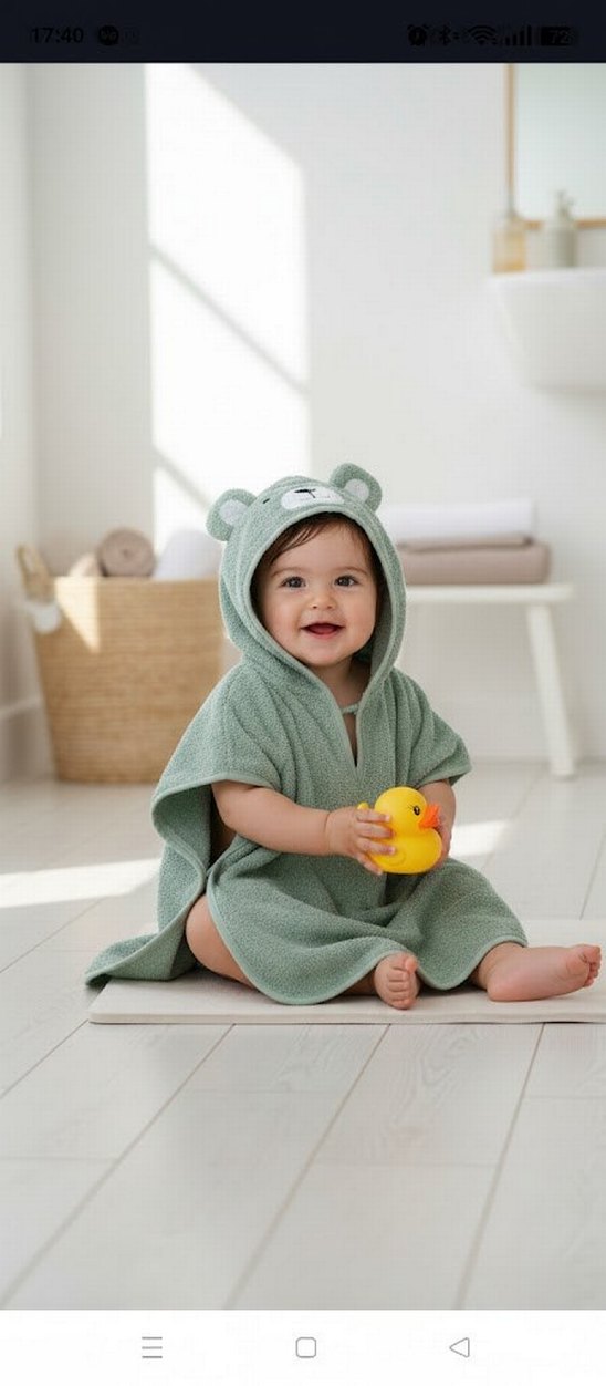 Çocuk Ayıcık Kapüşonlu Panço 1-5 yaş - Görsel 4